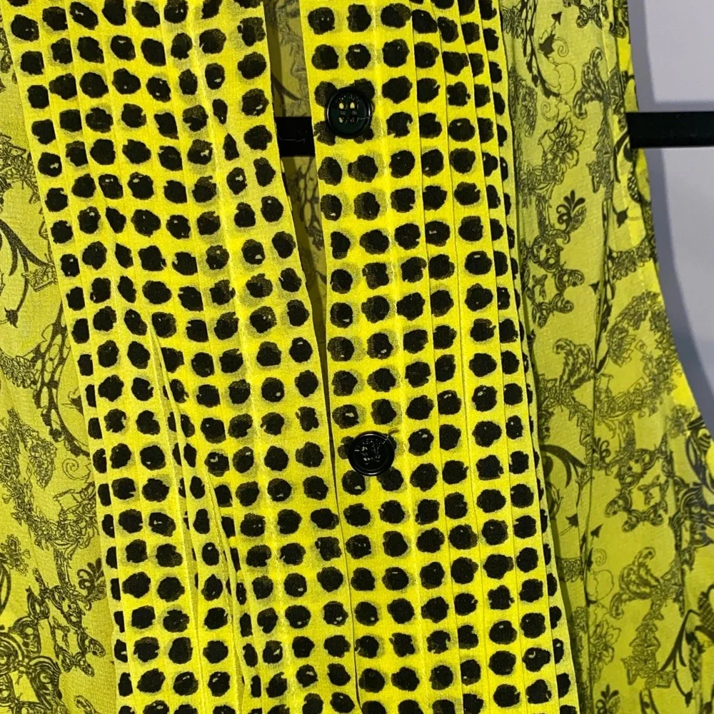 Versace Neon Yellow and Black Patterned Blouse - Picture 4 of 16